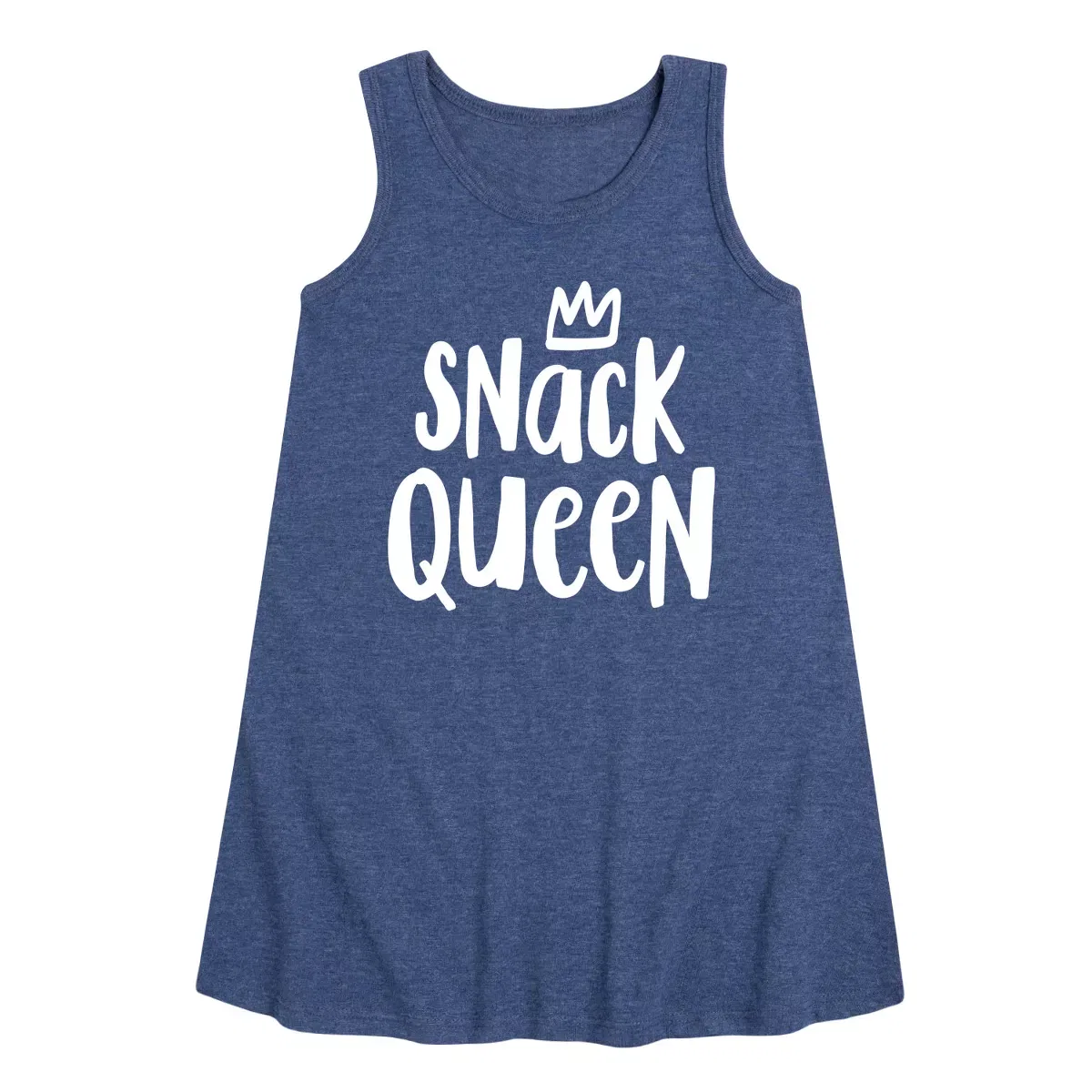 Детское платье-трапеция без рукавов с принтом Snack Queen Instant Message, Heather Navy