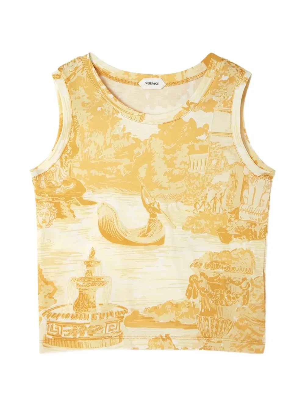 Майка из хлопкового трикотажа с принтом Versace Kids, желтый