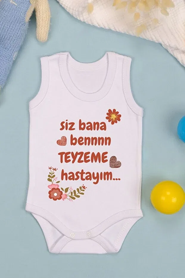 Детское боди для новорожденных с принтом Cotton i'm sick with my aunt printed snap bodysuit Generic Brands, White