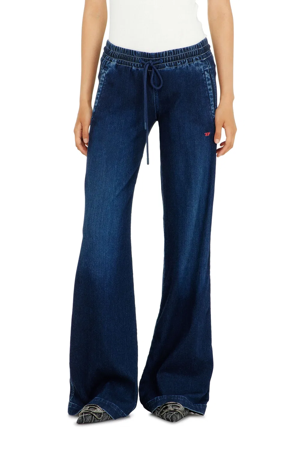 Женские джинсы-джоггеры с эластичным поясом Diesel Relaxed Low Waist 2078 D-Ainty Joggjeans, синий — фото 2