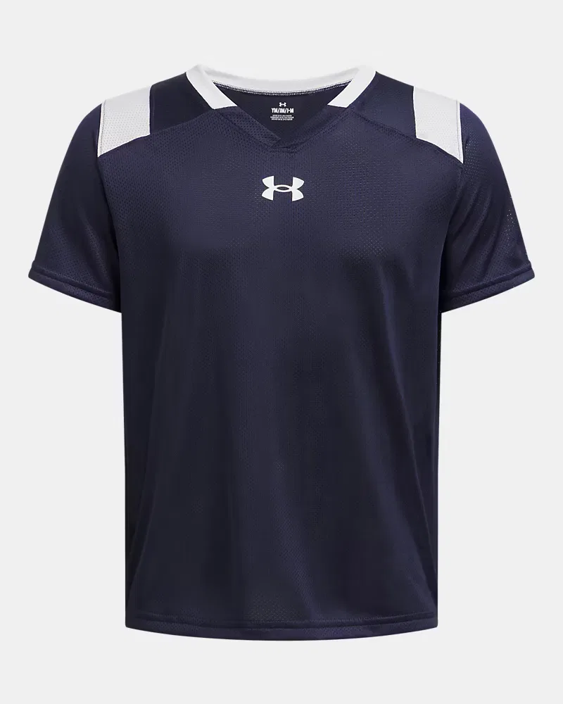 Детская спортивная футболка из дышащей сетки UA Big Win Flag UnderArmour, Midnight Navy/White — фото 2