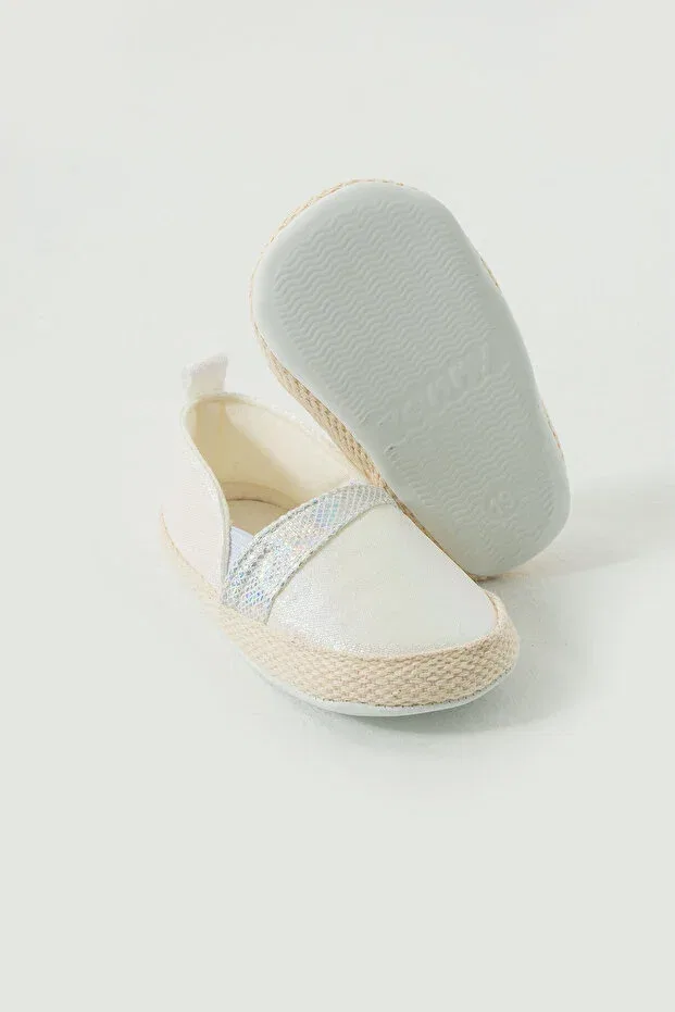 Детские балетки для девочек без каблука First step anti-slip sole comfortable elastic fringe detailed pre-walking girls ballerina baby booties Yummy Kids, White — фото 4
