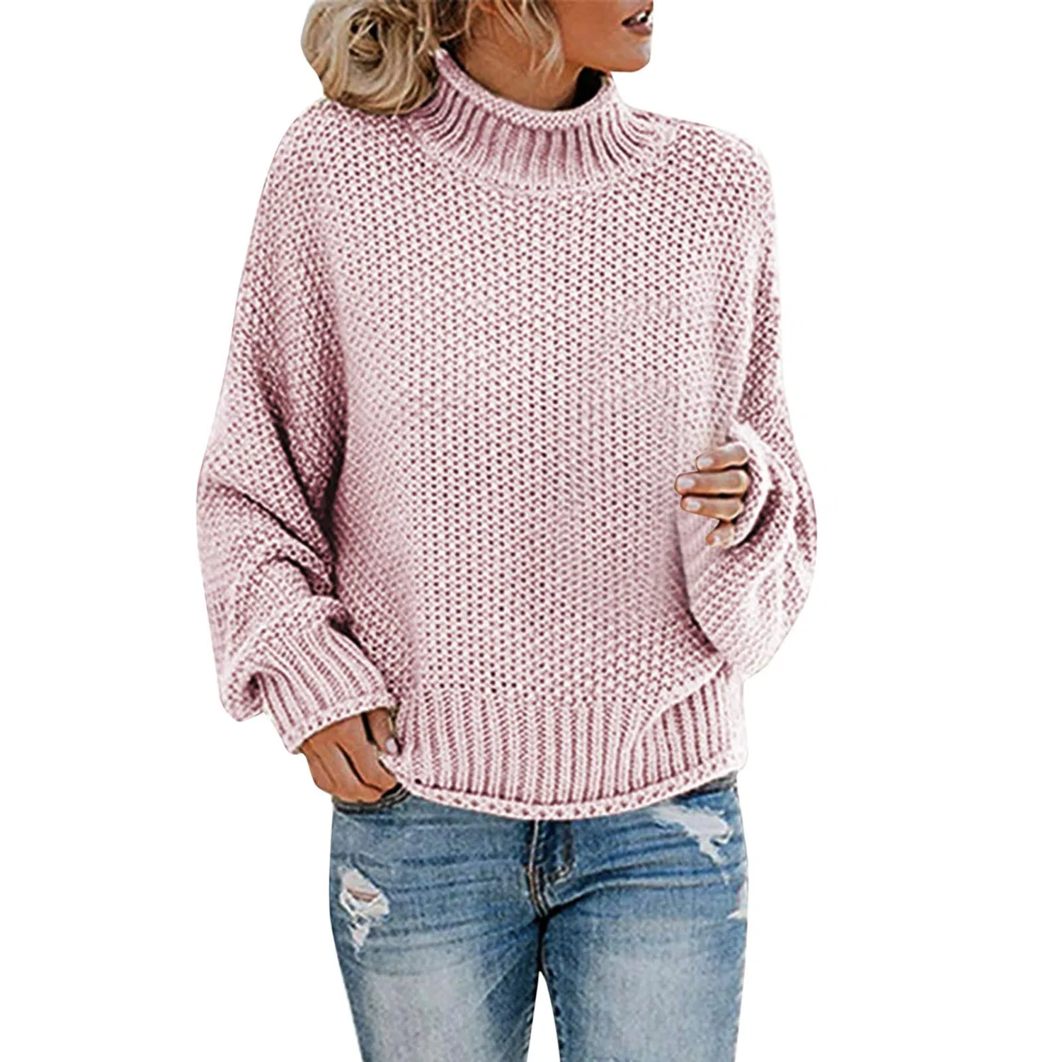 Женский свитер оверсайз с длинным рукавом, Pink