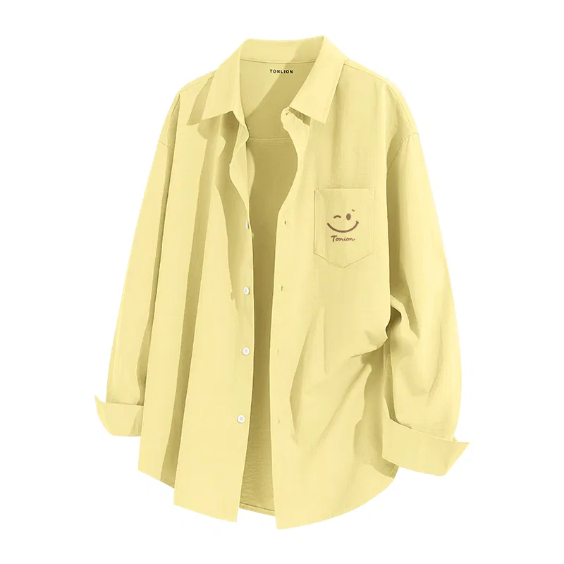 Детская рубашка с длинным рукавом из льна Tonlion, Yellow