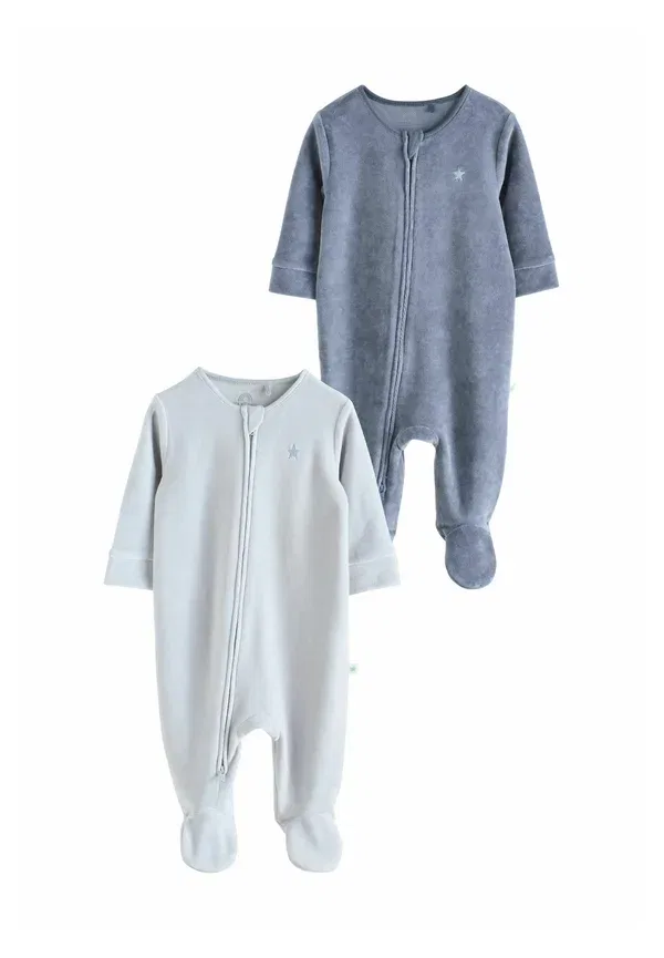 Комплект для сна из 2 предметов, велюр, Regular fit two way zip 2 pack, Next, синий