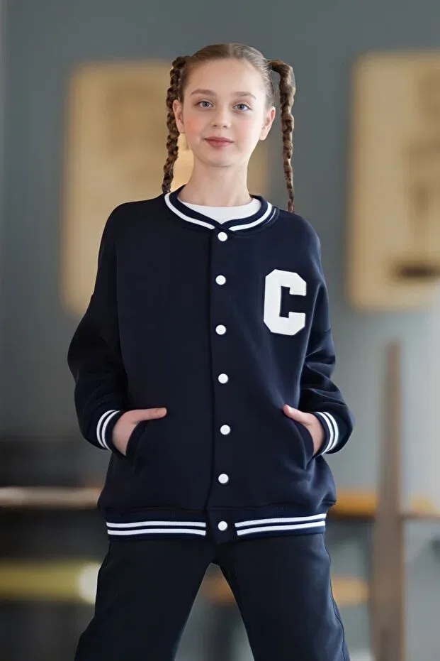 Детский кардиган с бомбер-воротником Shardonlu College Dmb Boys & Girls, Navy Blue