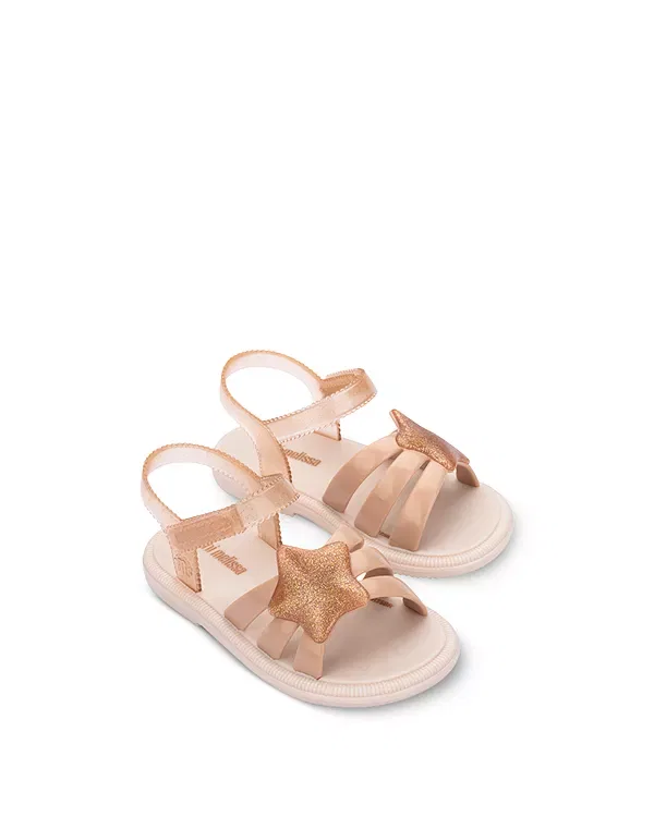 Детские сандалии для девочек с блестящей звездой Mini Melissa, Beige/Glitter