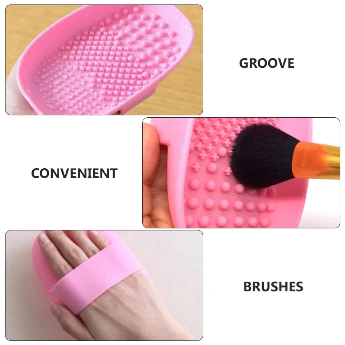 Набор для очистки кистей Silikon Make up Pinselreinigungsset, 2 шт, Gogogmee, 15,2 x 9 x 3 см, Розовый — фото 4