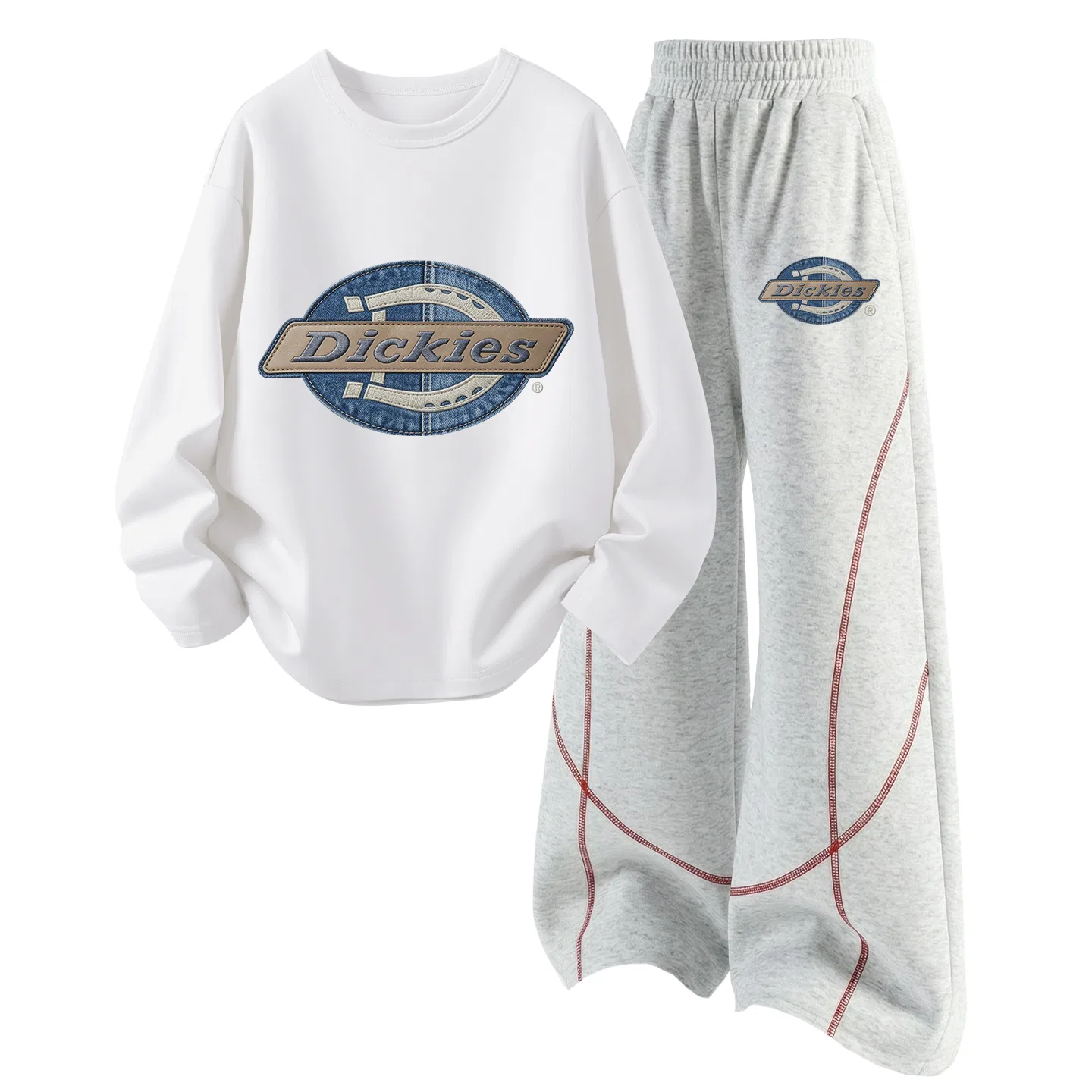 Детский комплект из двух футболок с длинным рукавом Dickies, S Style Denim White и S Style Denim K White Heather Gray