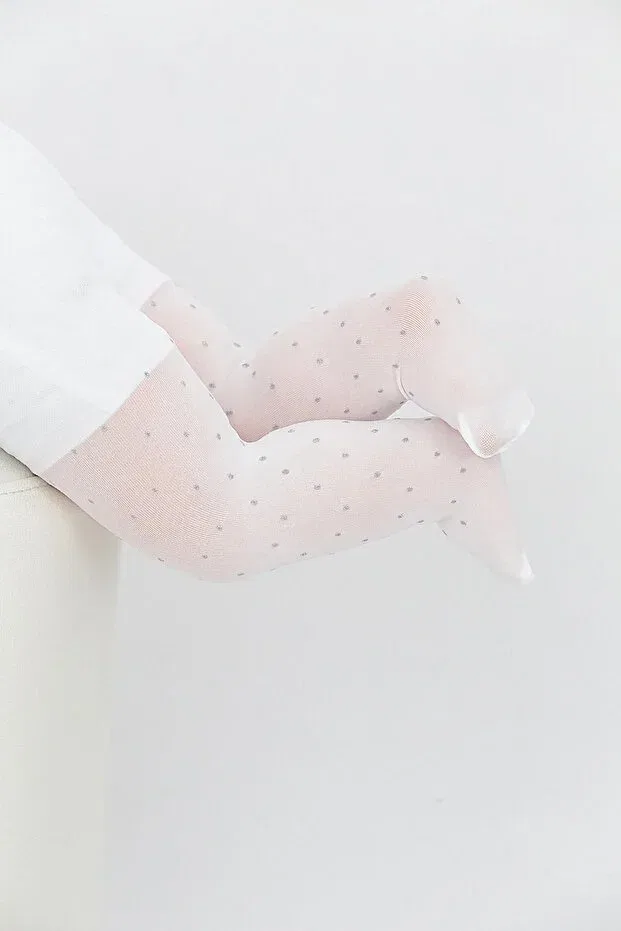 Детские колготки с принтом в горошек Punto baby Daymod, White
