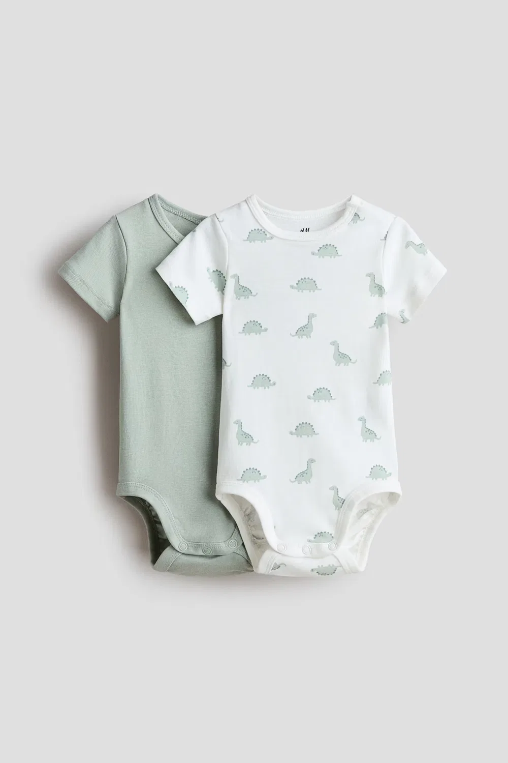 Комплект из 2 хлопковых боди H&M, Helles Mattgrün/Dinosaurier