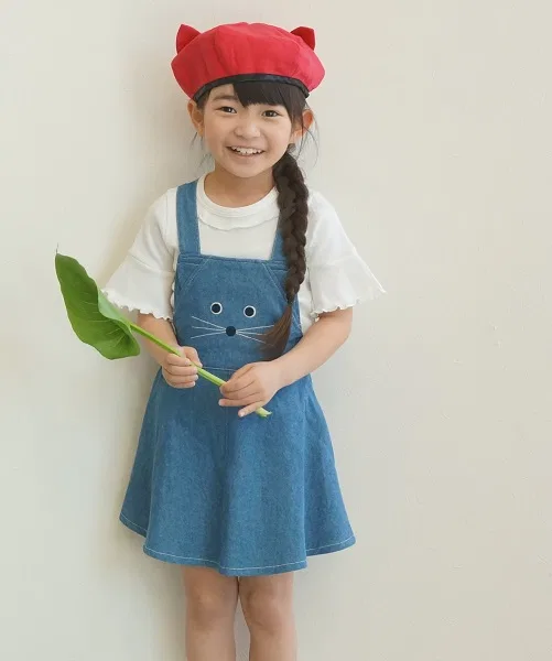 Детский джинсовый сарафан с кошачьим принтом nino, Blue