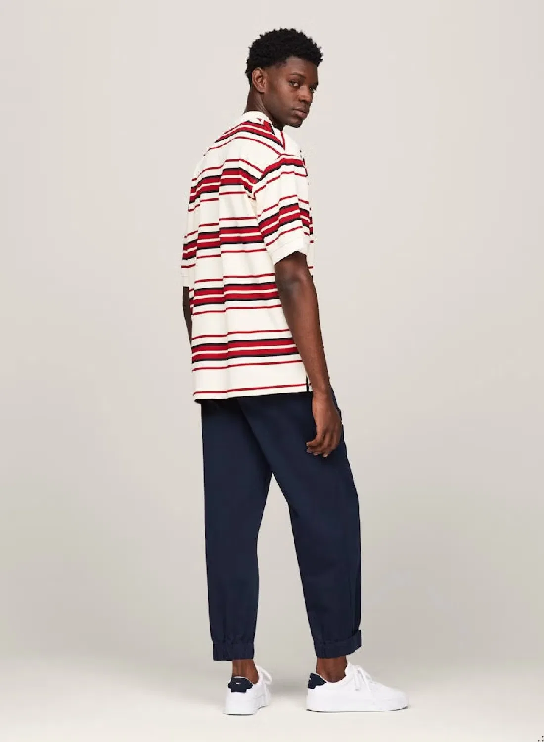 Поло с полосатым принтом Monotype stripe honeycomb Tommy Hilfiger, калико — фото 2