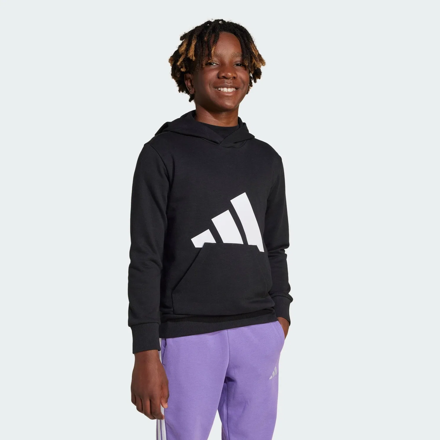 Детское худи с капюшоном Essentials Kids Adidas, Schwarz Weiss Schwarz