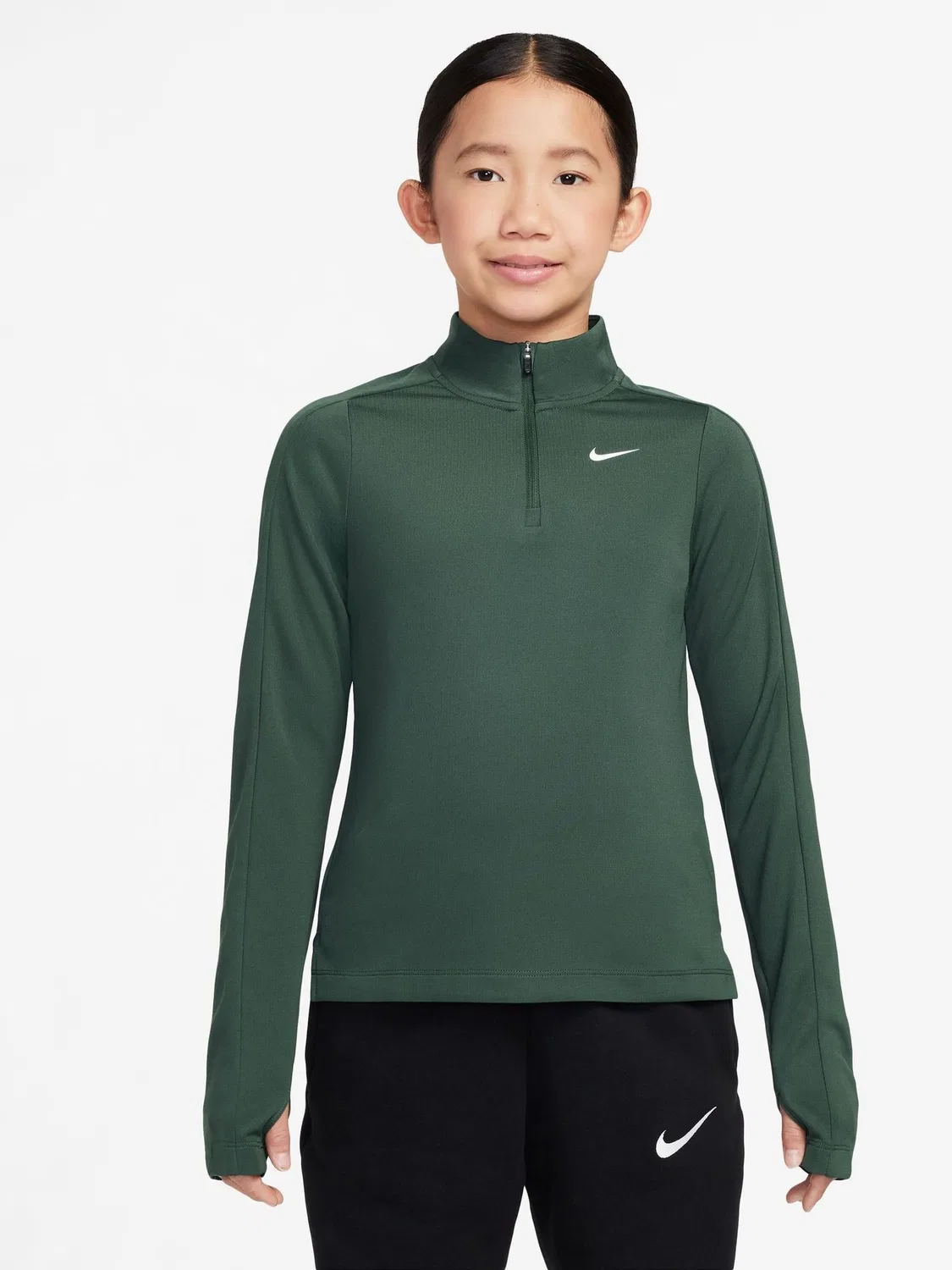 Водолазка Nike Dri-FIT Long Sleeve Half Zip Top, фир зеленый — фото 2