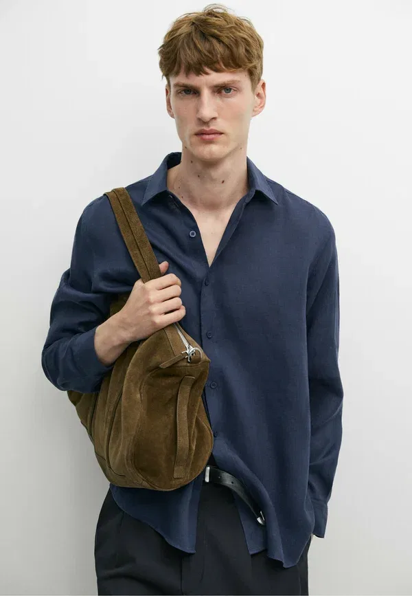 Рубашка из льна Shirt Massimo Dutti, dark blue, темно-синий