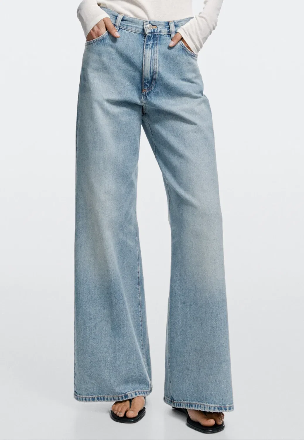 Широкие ноги Massimo Dutti, Light-Blue Denim