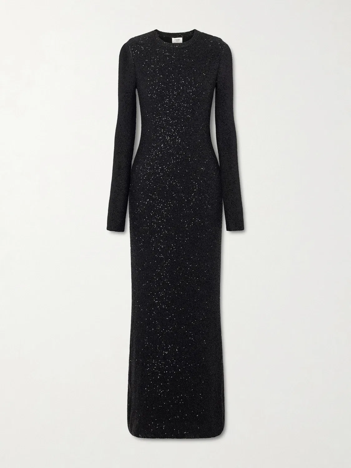 Вечернее платье-халат с пайетками SAINT LAURENT, черный