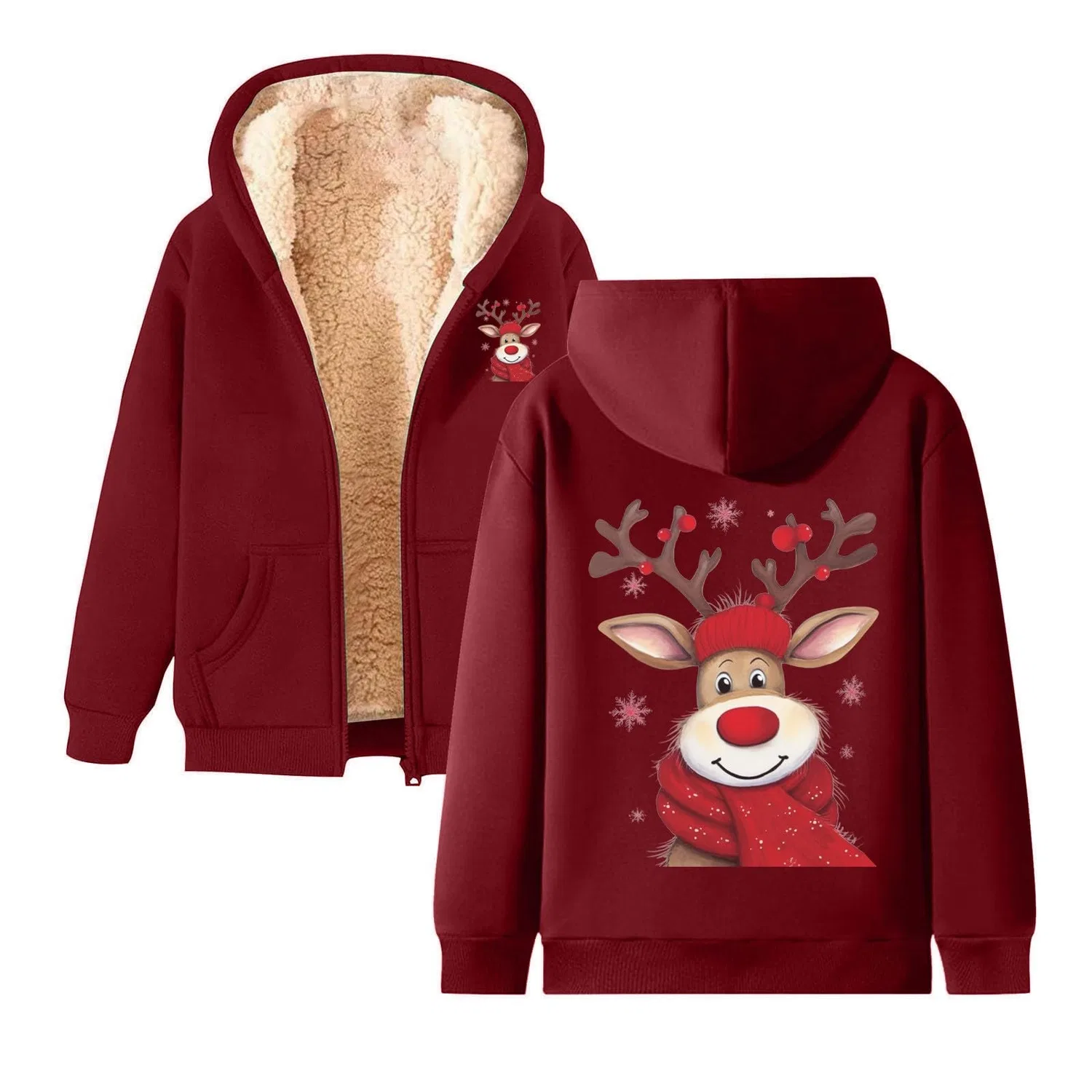 Женское утепленное пальто с капюшоном Noel Cardigan, Brick Red