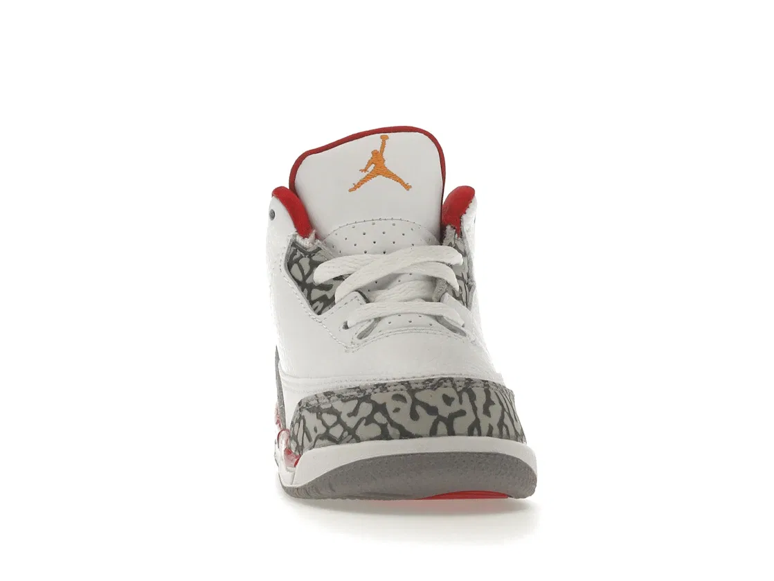Детские кроссовки с принтом Jordan 3 Retro Jordan, White/Light Curry/Cardinal Red/Cement Grey — фото 2
