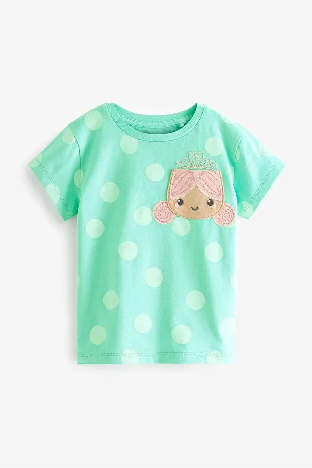Детский комплект футболок с коротким рукавом с принтом Basics Next Baby, Green/Coral Pink — фото 4
