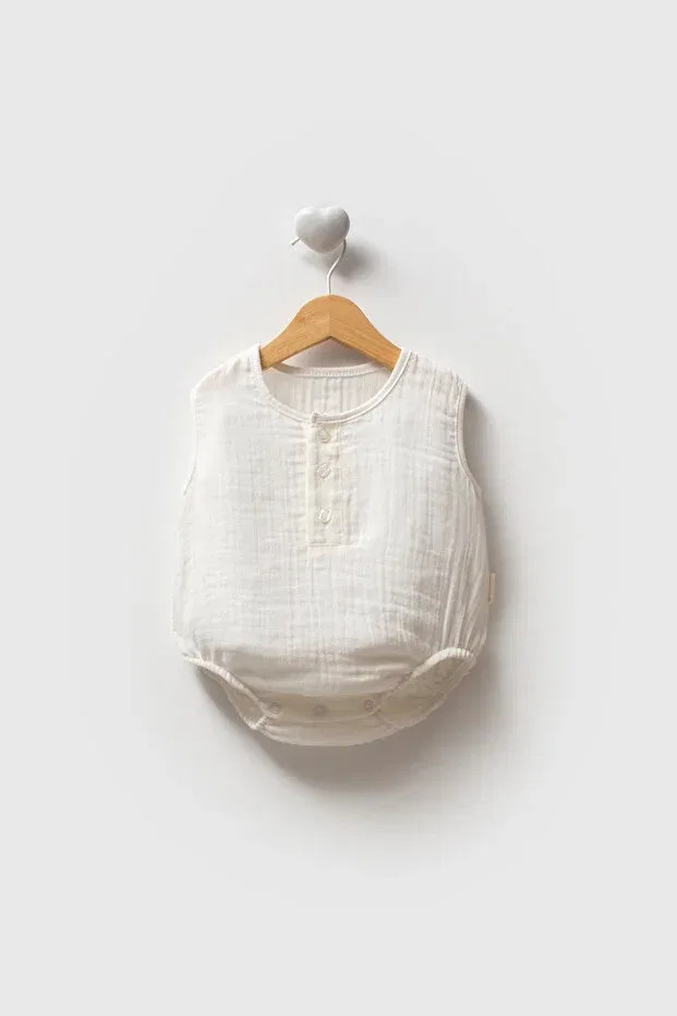 Детское боди-комбинезон для новорожденных хлопковый So Pearl, White