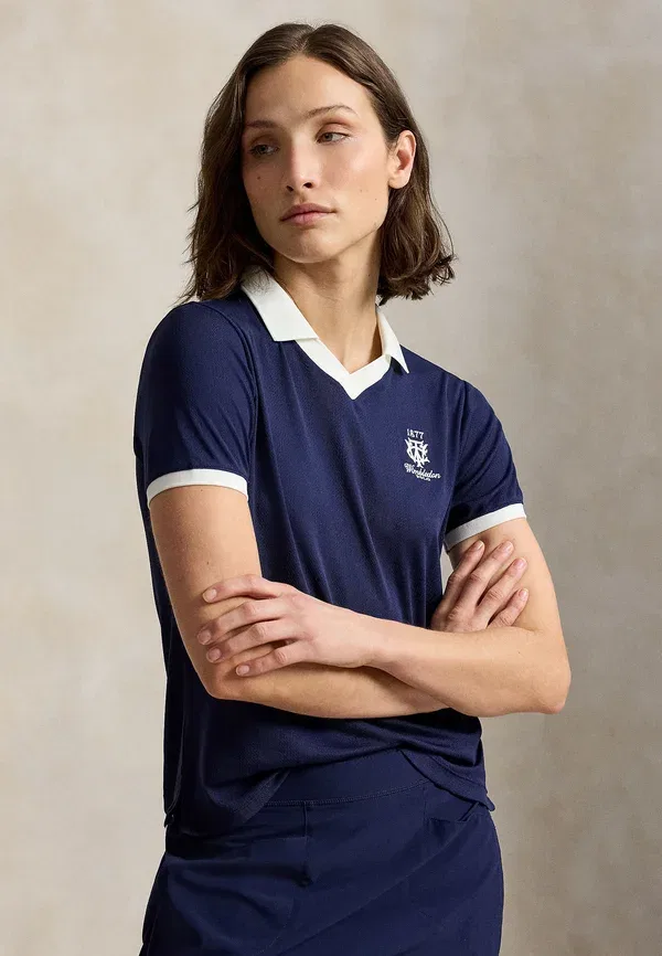 Поло из нейлона Polo Ralph Lauren, белый/темно-синий