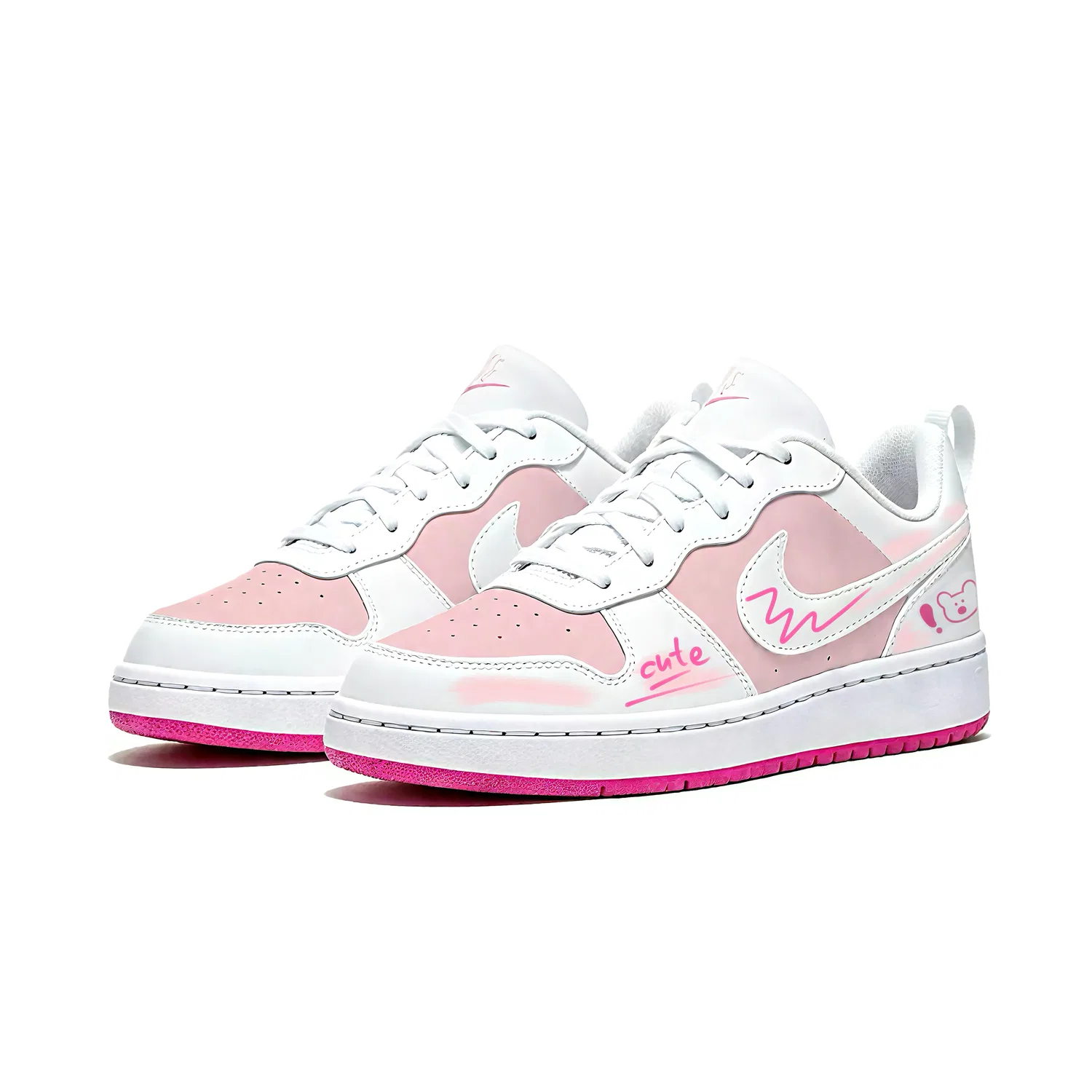 Детские кроссовки для скейтбординга с кожаным верхом Court Borough Nike, Rose Red — фото 4