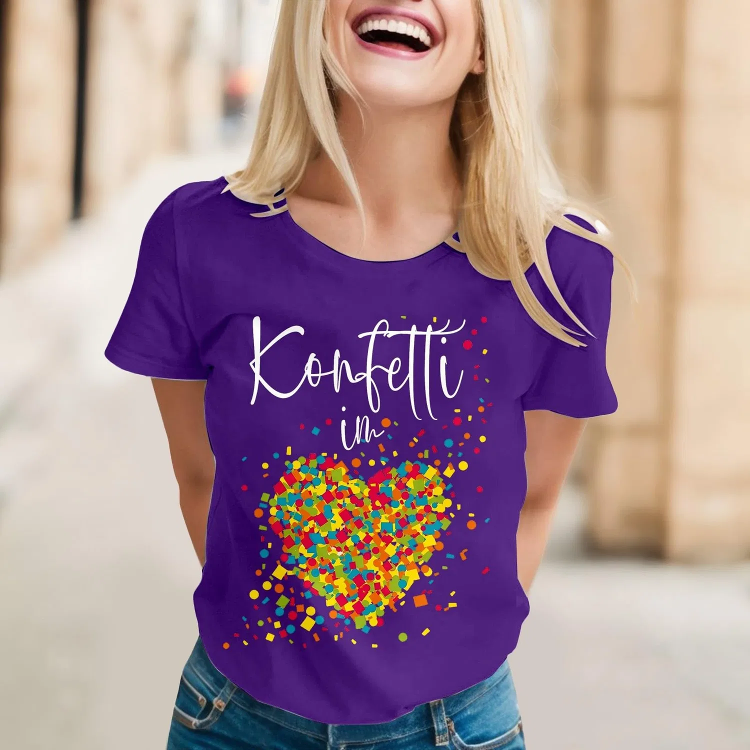 Женская футболка с принтом Confetti Heart Print, Viola-c — фото 2