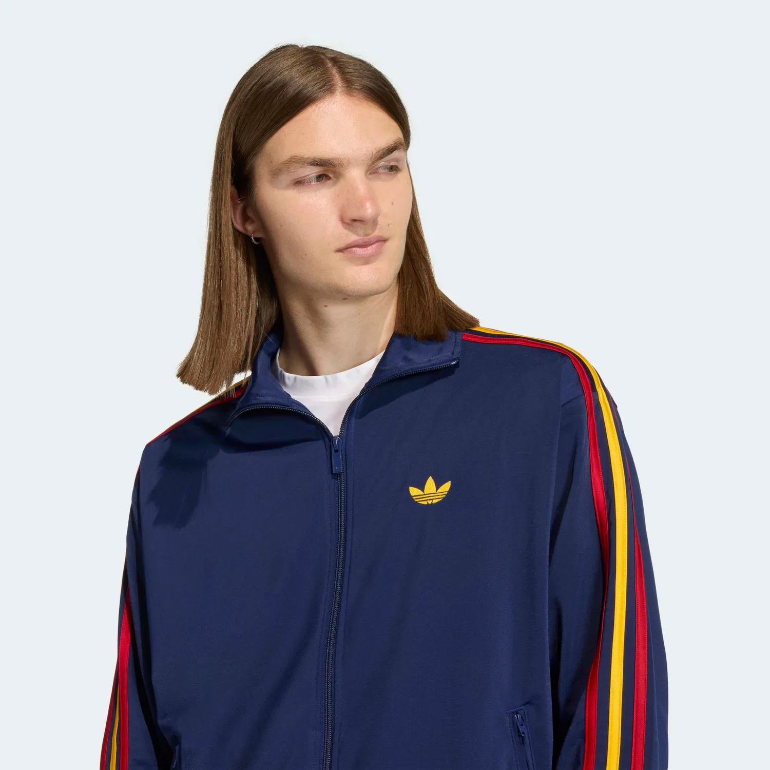 Мужская тренировочная куртка с воротником-стойкой Firebird Originals Adidas Originals, Dark Blue/Crew Yellow/Team Power Red — фото 4
