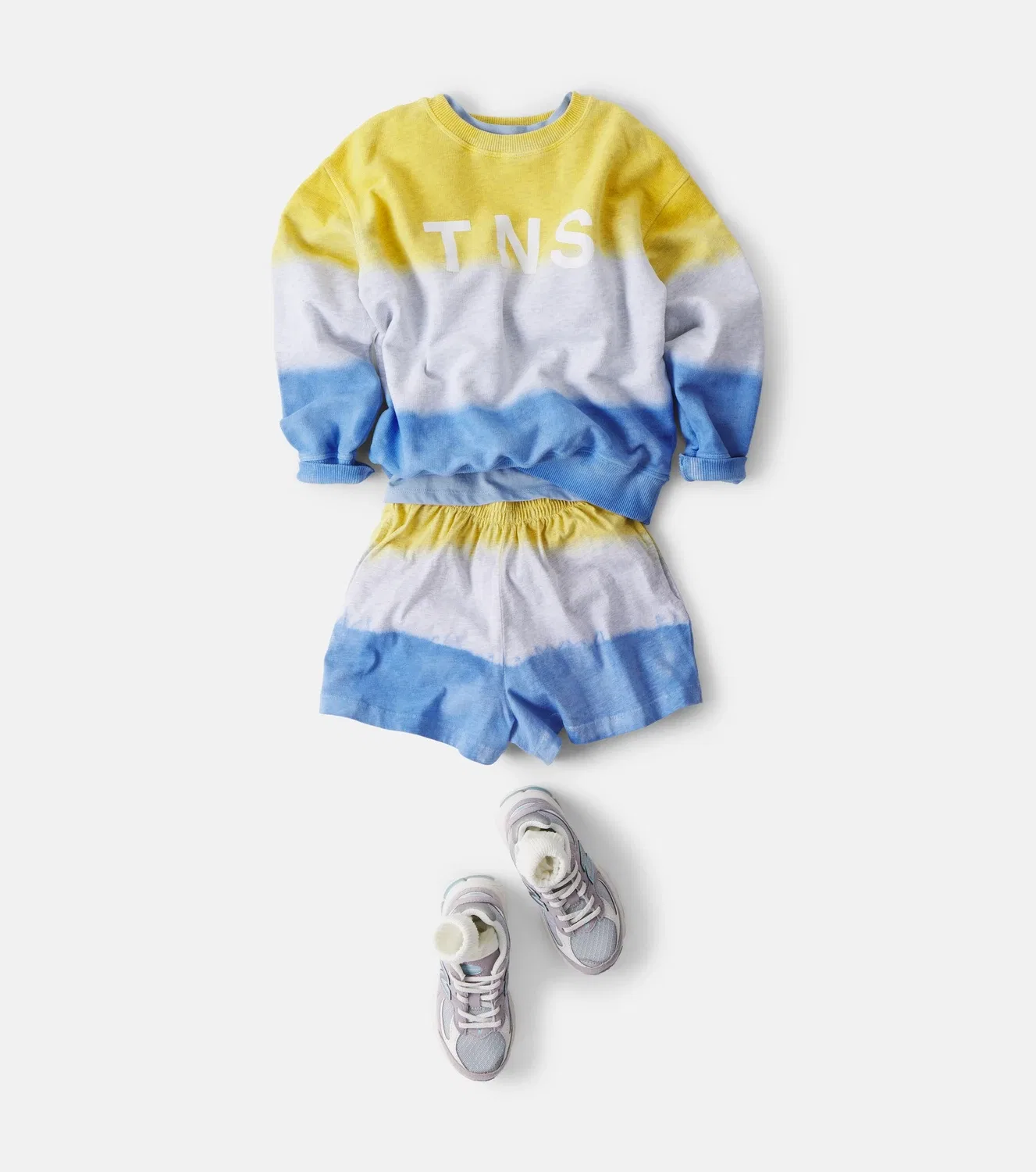 Комплект из свитшота и шорт из хлопка с логотипом Tie Dye The New Society, желтый — фото 2