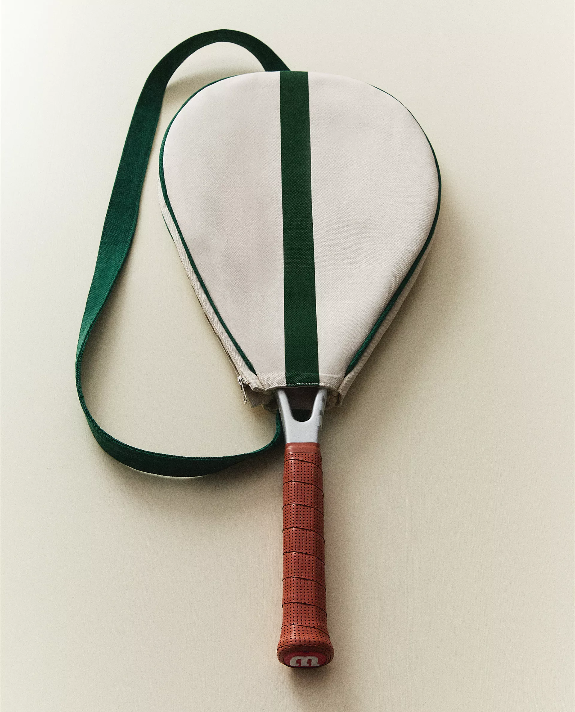 

Чехол для ракетки Zara Home Canvas Tennis Racket, бежевый/зеленый
