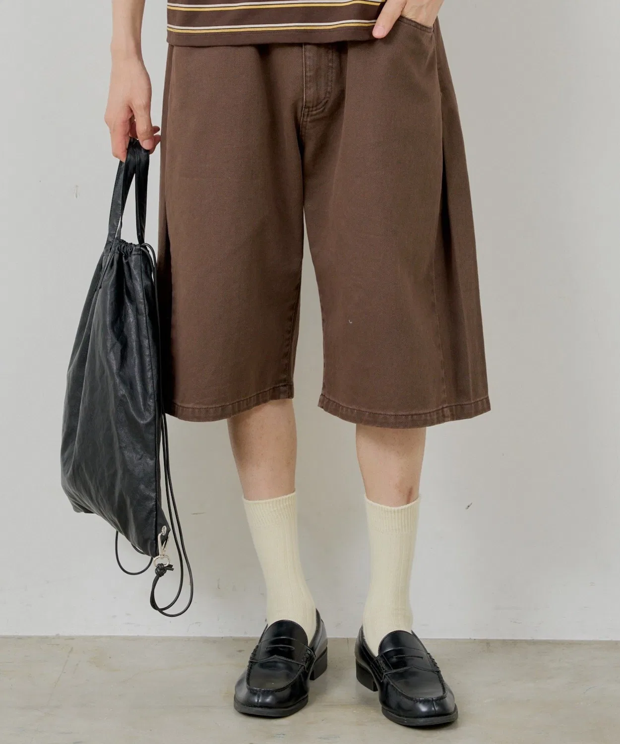 Детские шорты деним с боковыми складками WHIMSIC, Brown