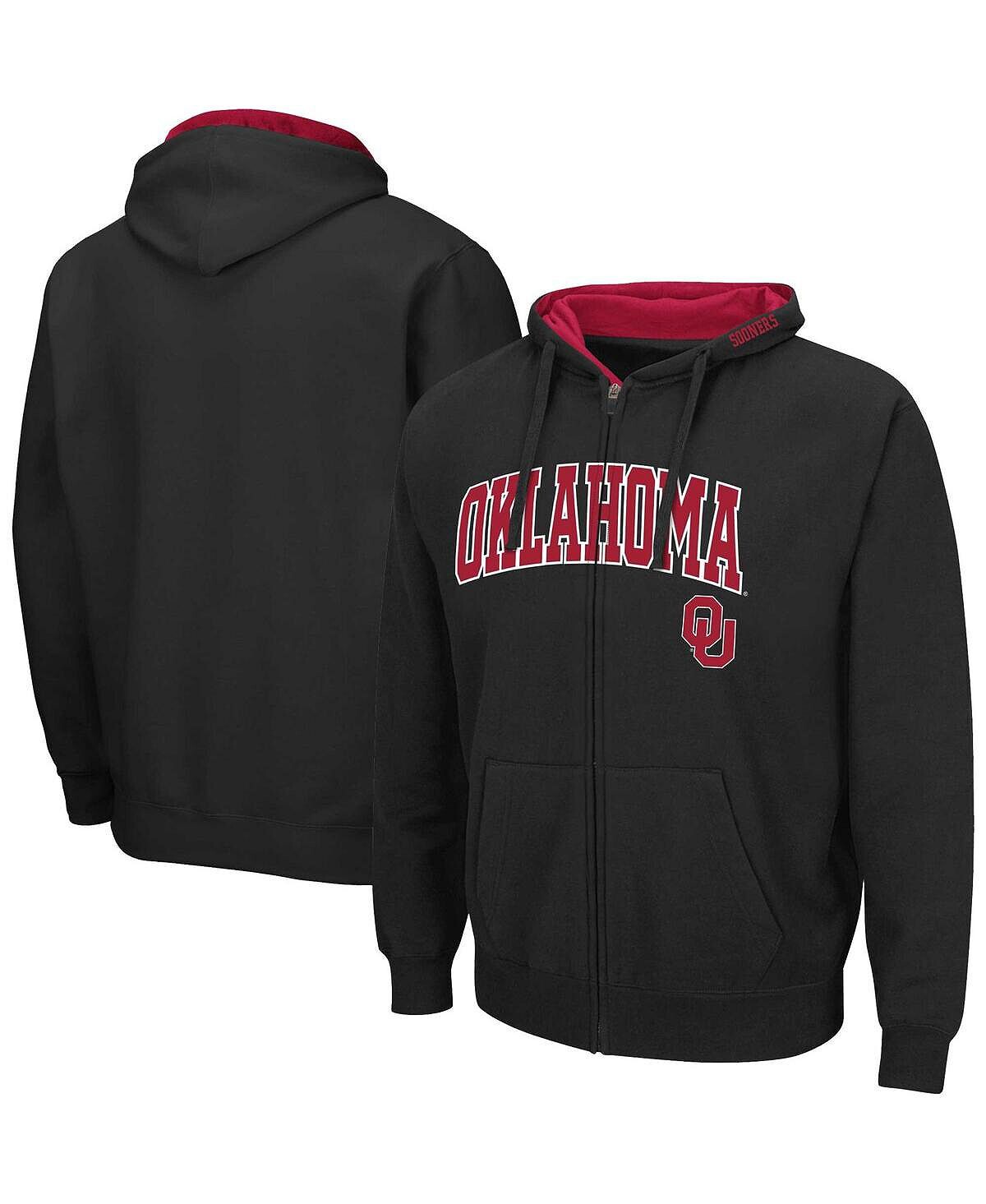 

Мужская черная толстовка с капюшоном oklahoma sooners arch & team logo 3.0 с молнией во всю длину Colosseum, черный