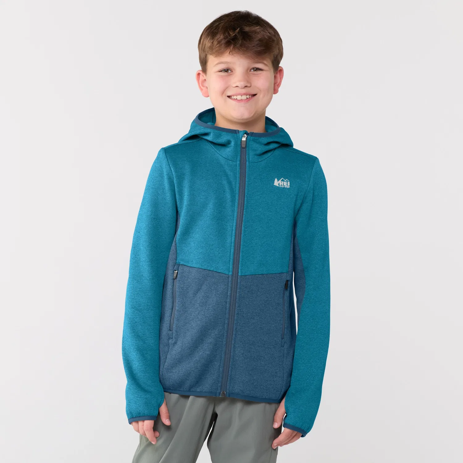 Детская куртка-флис с капюшоном Active Pursuits Fleece Rei Co-Op, синий Canyon/Mineral Water — фото 2