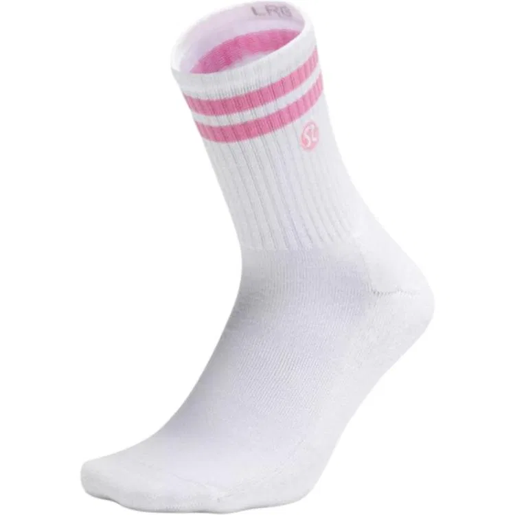 Детские носки с полосками Essential TerryToe, Lululemon, Белый/Розовый
