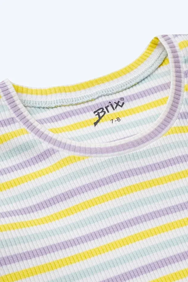 Детская футболка для девочек с принтом Brix, Striped — фото 4