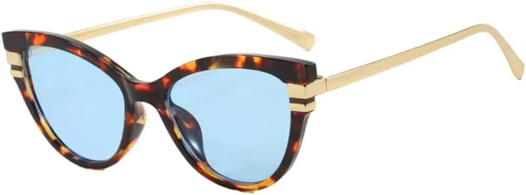 

Роскошные солнцезащитные очки «кошачий глаз» с градиентным переходом цвета для женщин, оправа в тон для мужчин, защита от УФ-излучения UV400 UATXTAU, Leopard Blue