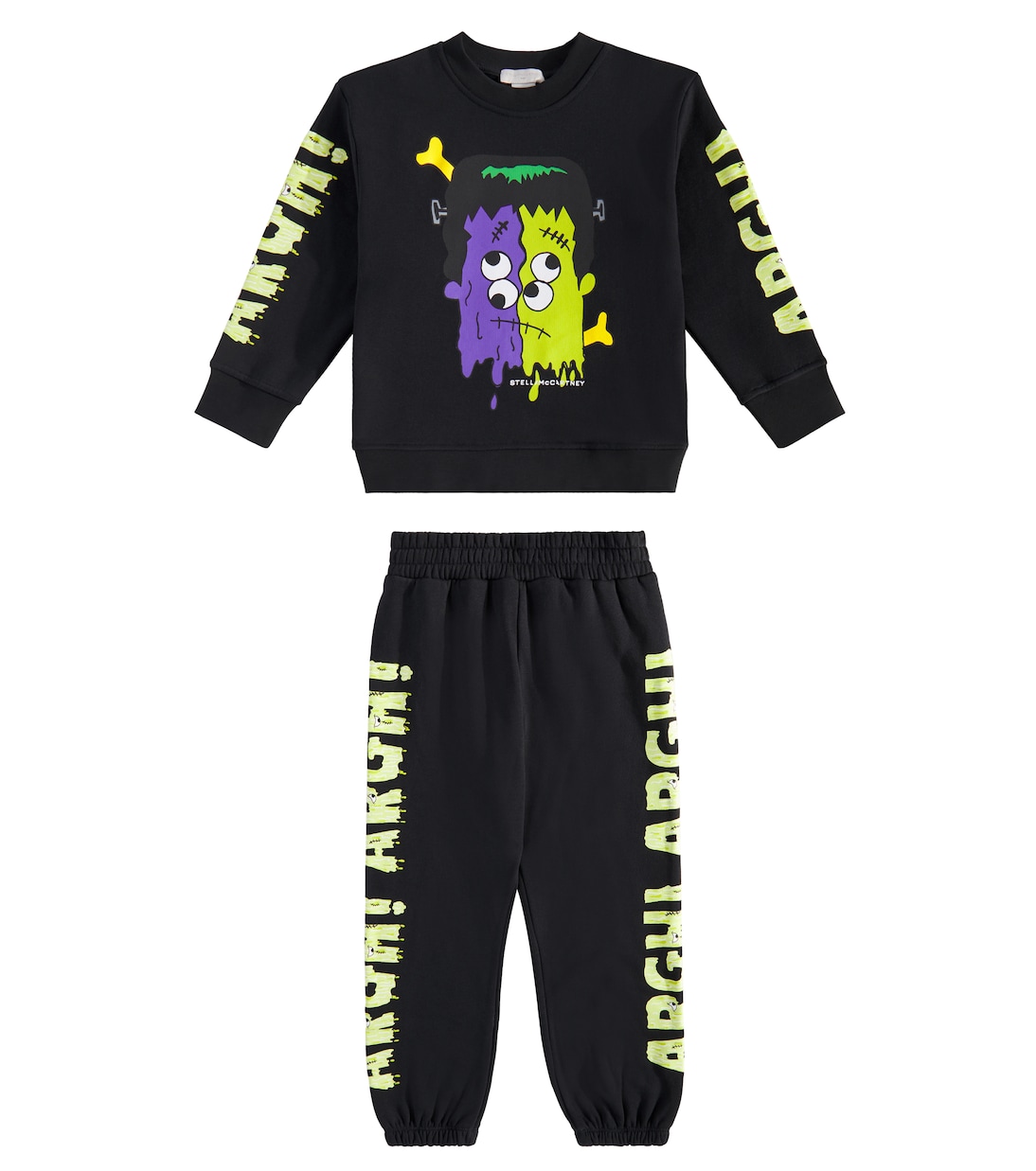 

Спортивный костюм из хлопкового флиса с логотипом Stella McCartney Kids, черный