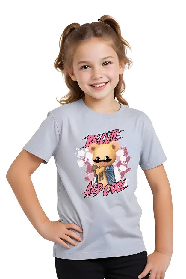 Детский набор футболок для девочек с принтом Panios Kids, Pink-Gray-White-Black-Fuchsia — фото 2