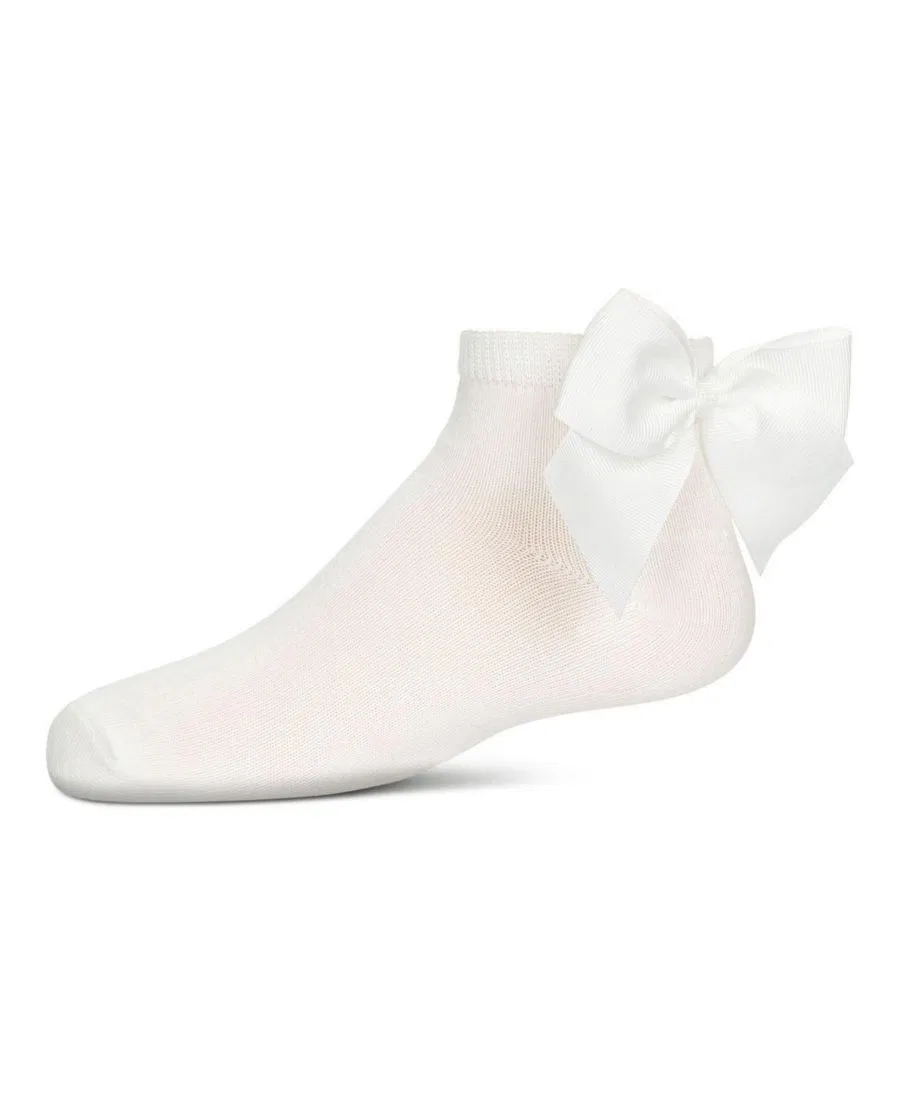 Детские носки-следки с бантиком сзади, модель Bow Back Anklet MeMoi, Winter White
