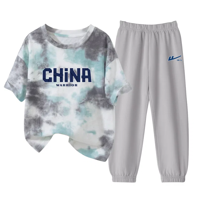 Детский спортивный комплект с принтом Green Gray/H Blue Black Text-Gray/H Silver Edge Blue Logo K WARRIOR