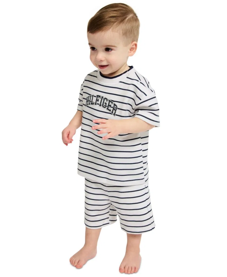 Комплект из футболки и шорт из футера с полосами Tommy Hilfiger, White