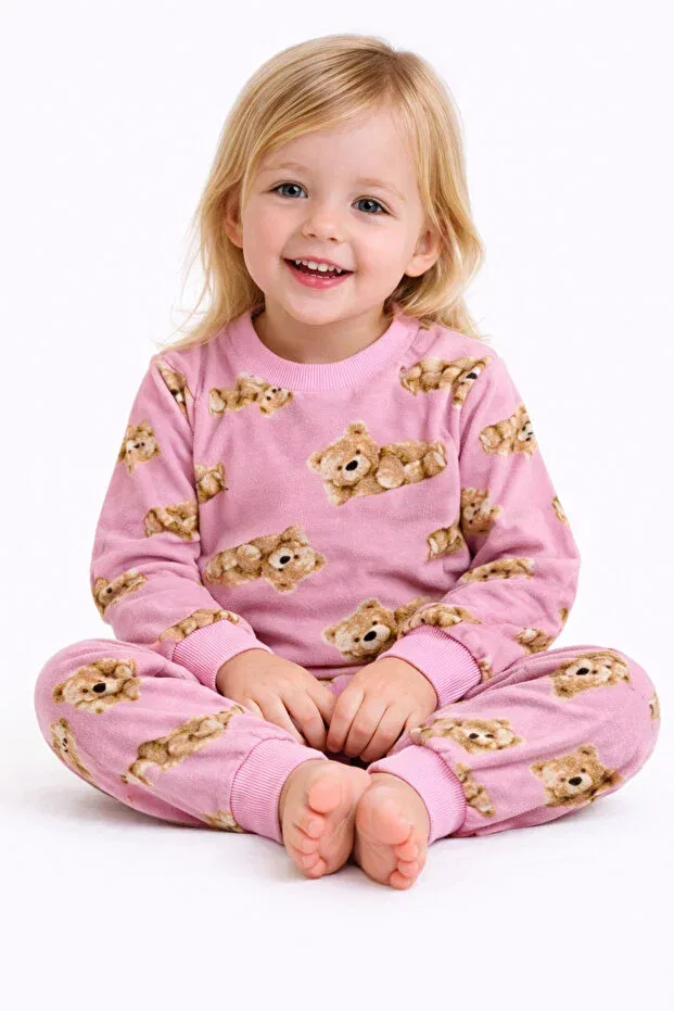 Детский комплект пижамы из микрозамши с принтом Oz baby Unisex Baby And Child Set 1-4 Years Micro Suede Four Seasons Top And Bottom Pajamas Tracksuit Ozbaby.Com, Pink