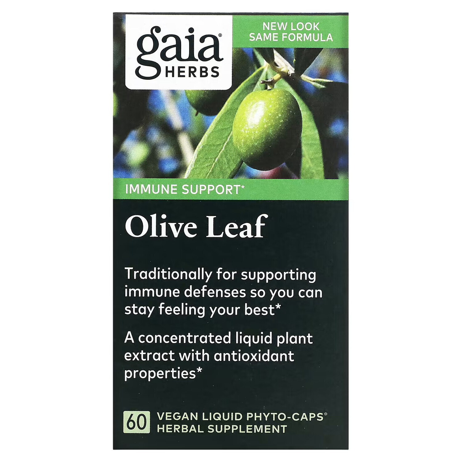 

Gaia Herbs, Листья оливы, 60 веганских капсул Liquid Phyto-Caps