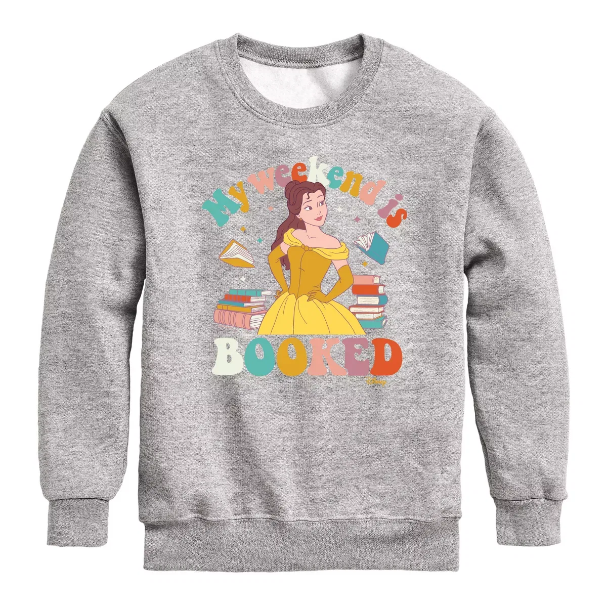 Детский свитшот с принтом My Weekend Is Booked Belle Disney, Athletic Heather
