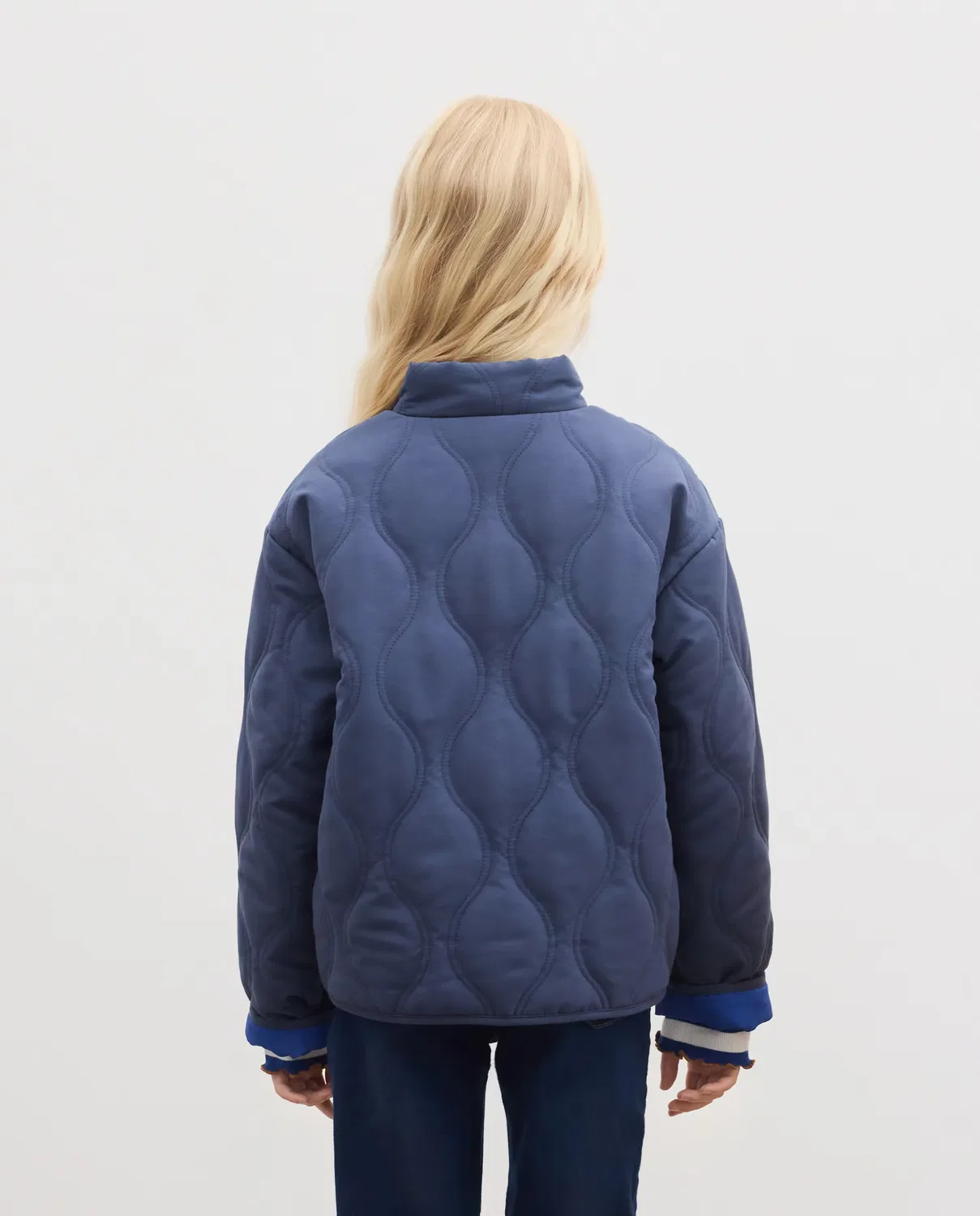 Детская куртка для девочек стеганая с волнами Kids El Corte Inglés, Azul Marino — фото 3