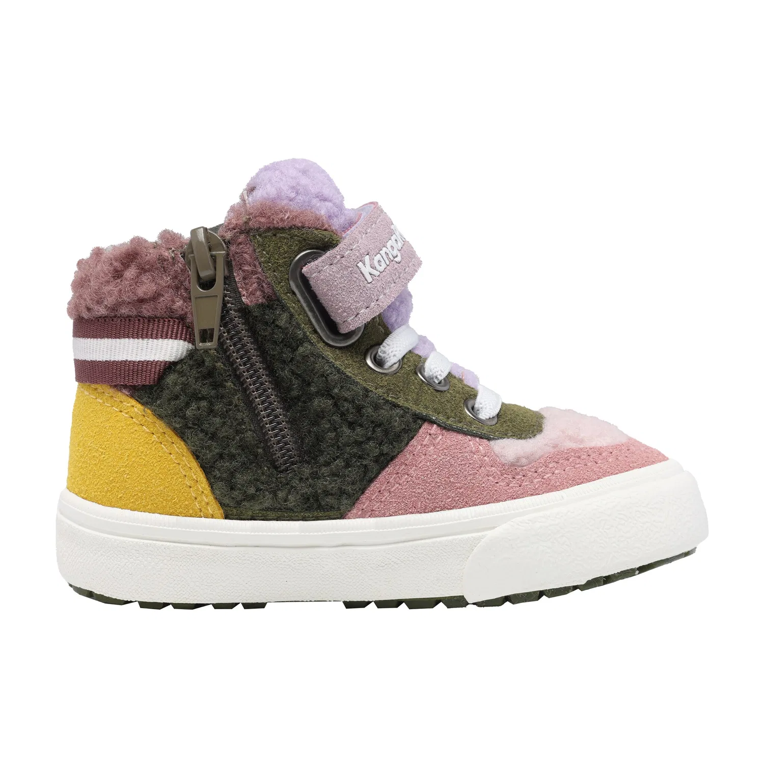Детские кроссовки с меховой подкладкой KangaROOS Kavu Shady Fur EV, Olive/Multi — фото 3