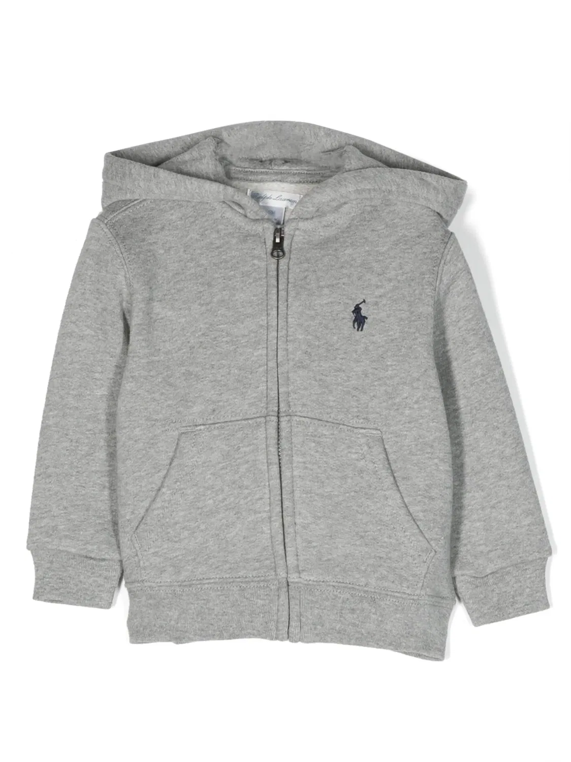 Худи на молнии с вышивкой Pony Polo Ralph Lauren, серый меланж