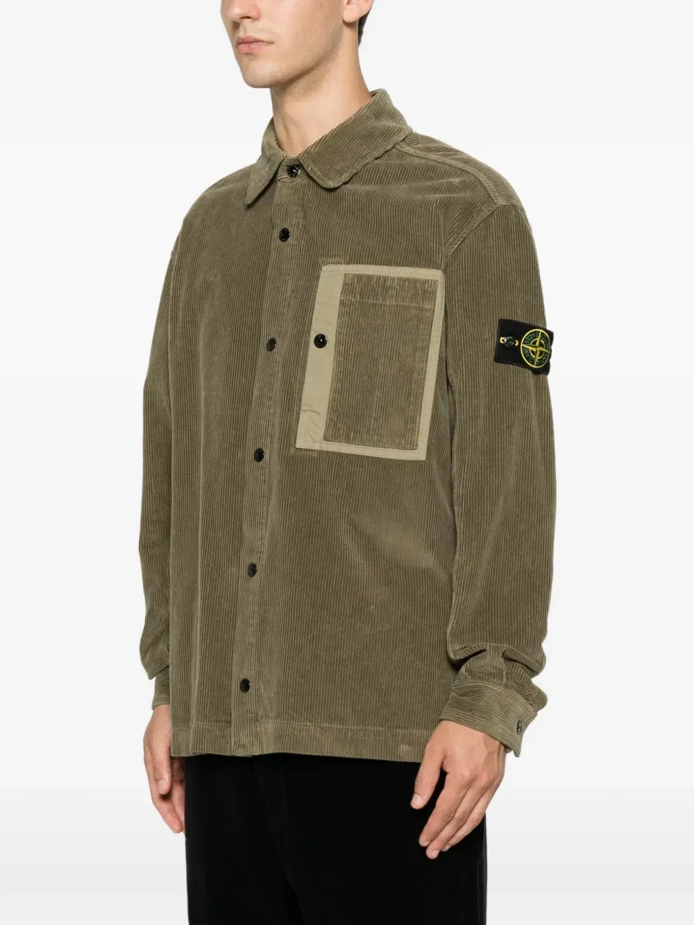 Вельветовая рубашка с нагрудным карманом Stone Island, зеленый — фото 3
